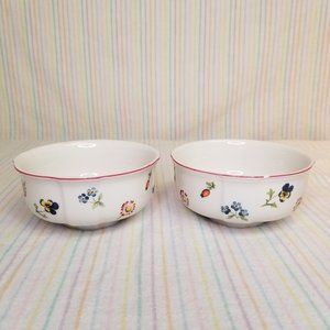 Villeroy & Boch "Petite Fleur" Small White Soup Cereal Bowls Floral Pair
